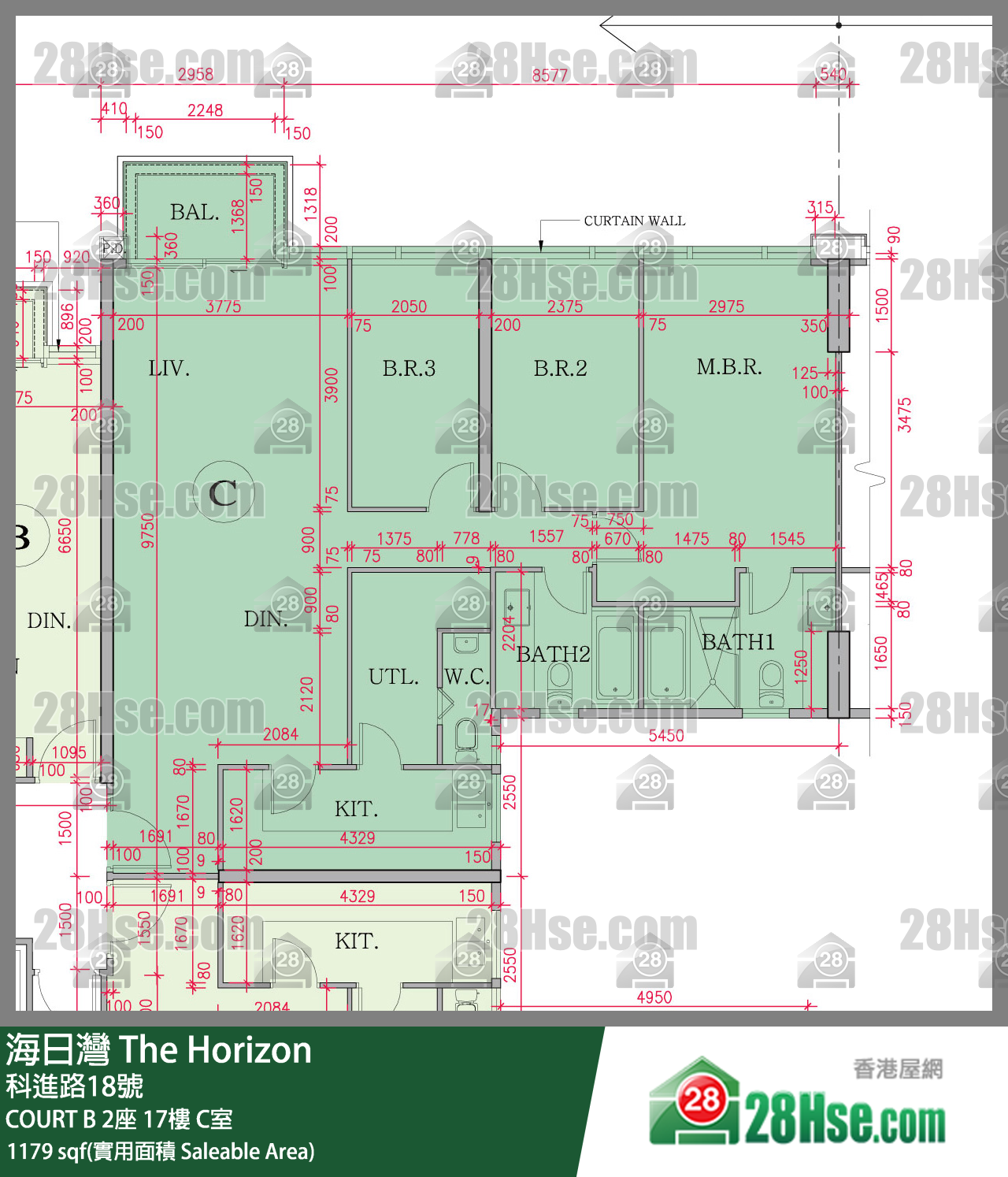 海日灣 大廈COURT B 2座17樓 C室 平面圖