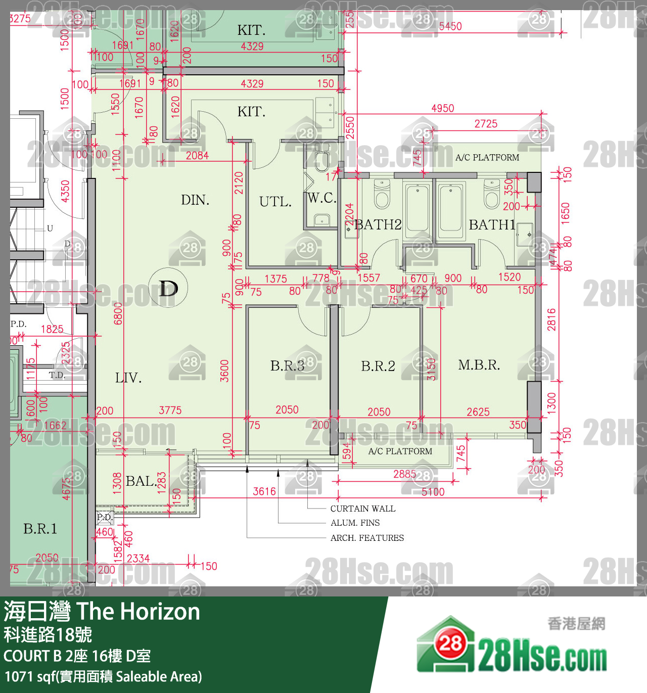 海日灣 大廈 COURT B 2座 16樓 D室 平面圖