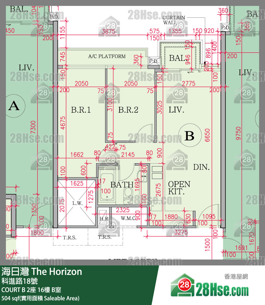 海日灣 大廈COURT B 2座16樓 B室 平面圖
