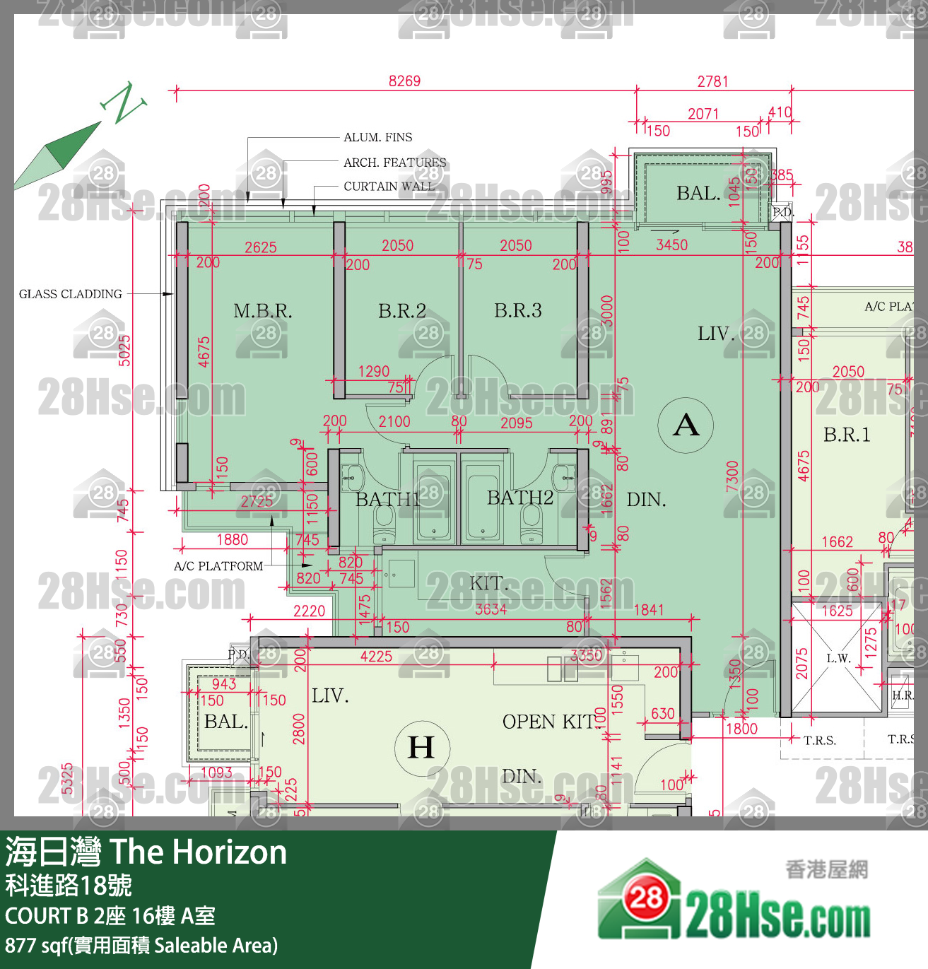 海日灣 大廈COURT B 2座16樓 A室 平面圖