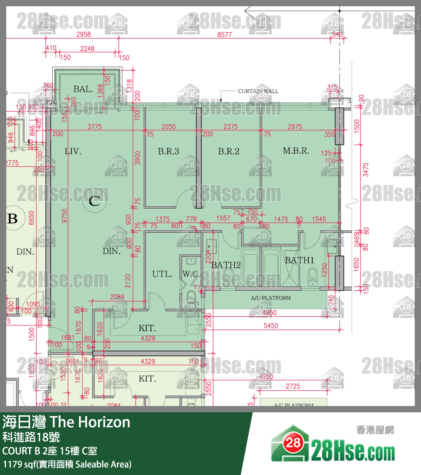 海日灣 大廈 COURT B 2座 15樓 C室 平面圖