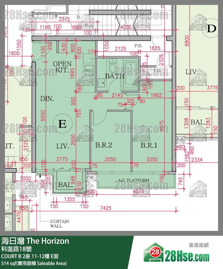 海日灣 大廈COURT B 2座11樓 E室 平面圖