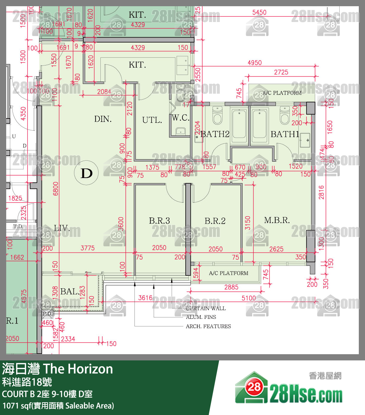 海日灣 大廈 COURT B 2座 10樓 D室 平面圖