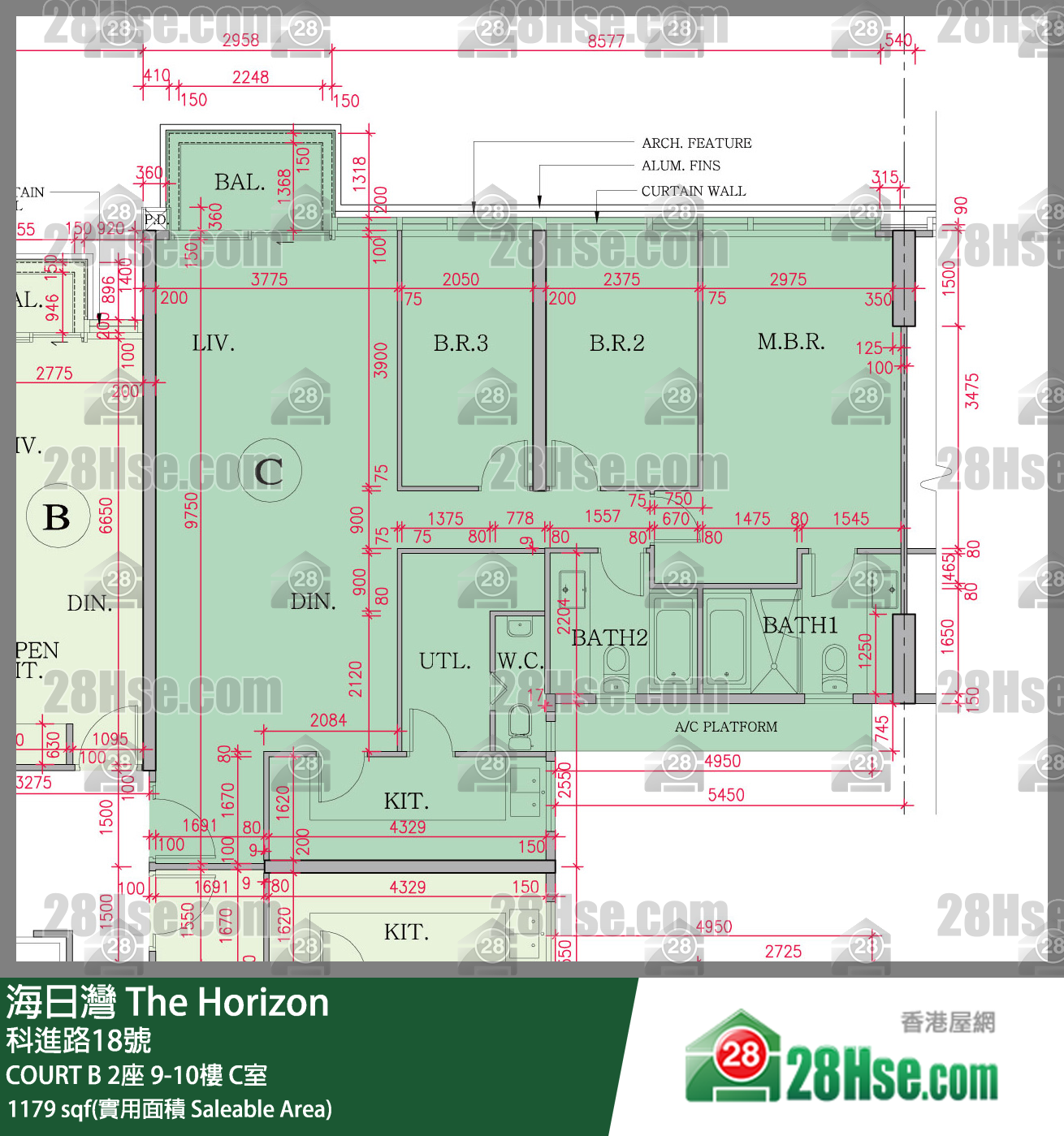 海日灣 大廈COURT B 2座10樓 C室 平面圖