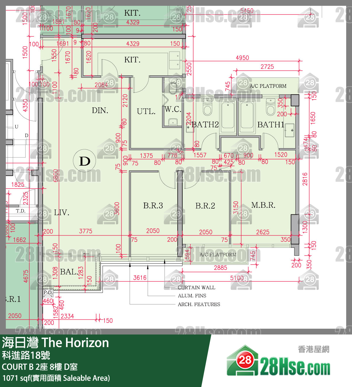海日灣 大廈 COURT B 2座 8樓 D室 平面圖