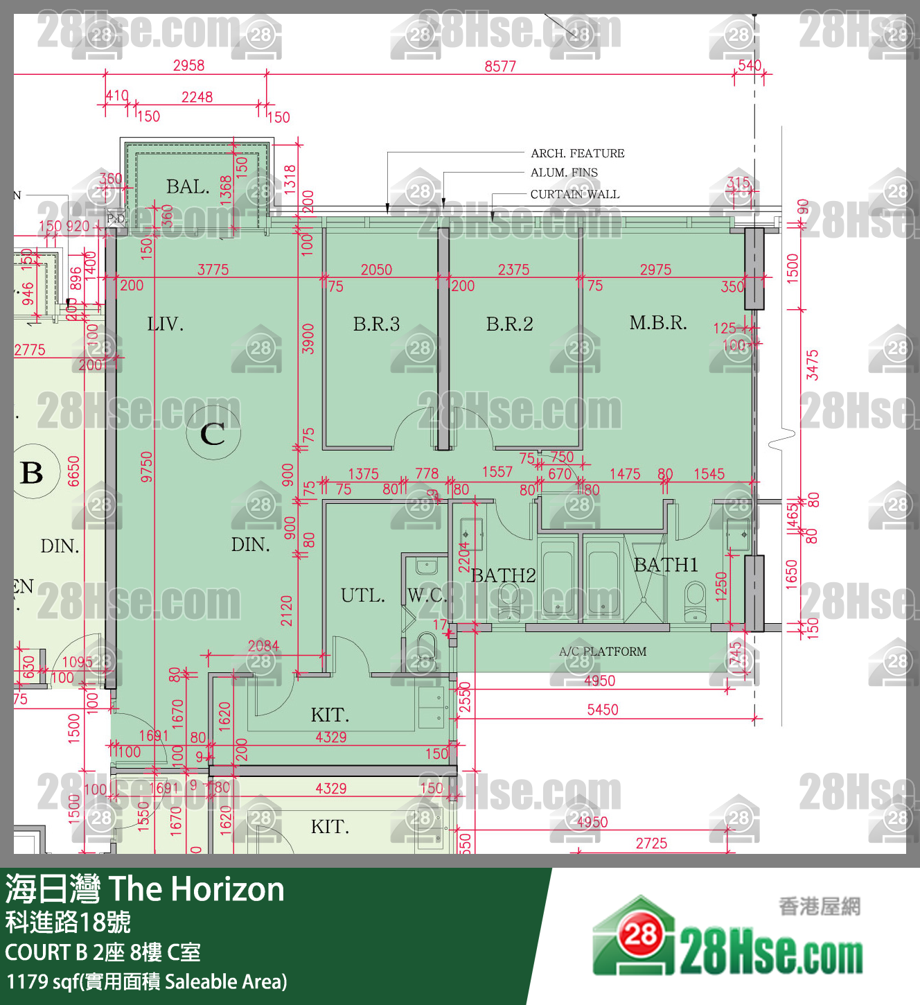 海日灣 大廈 COURT B 2座 8樓 C室 平面圖