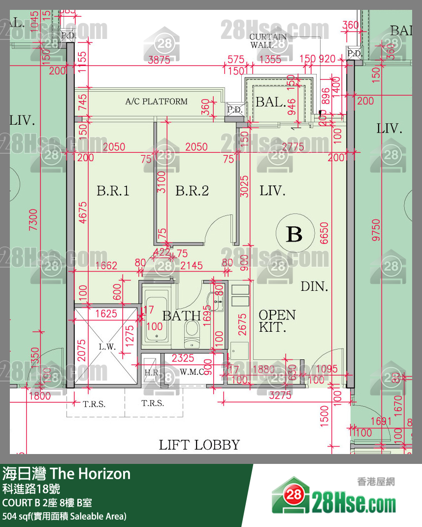 海日灣 大廈COURT B 2座8樓 B室 平面圖