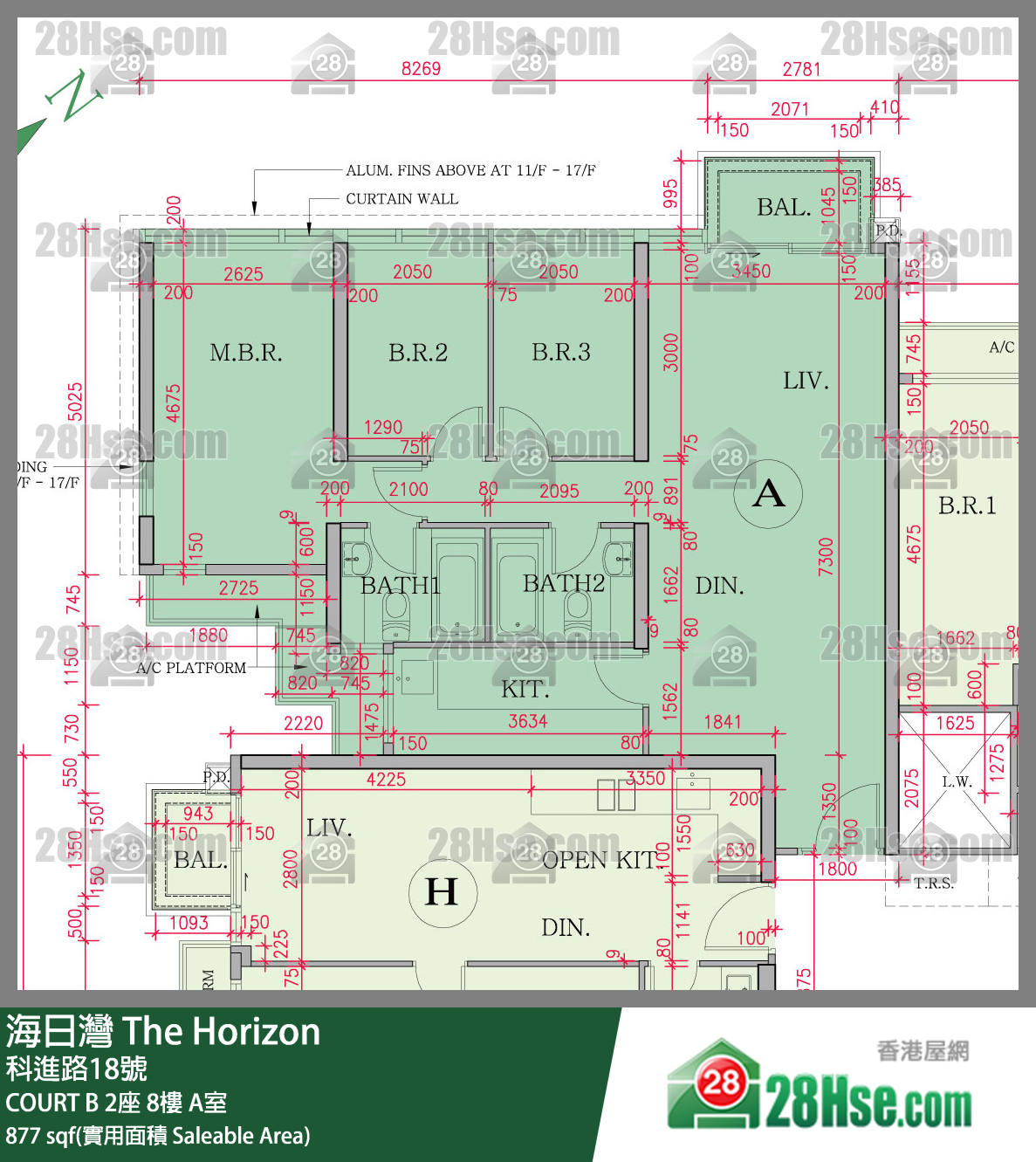 海日灣 大廈 COURT B 2座 8樓 A室 平面圖