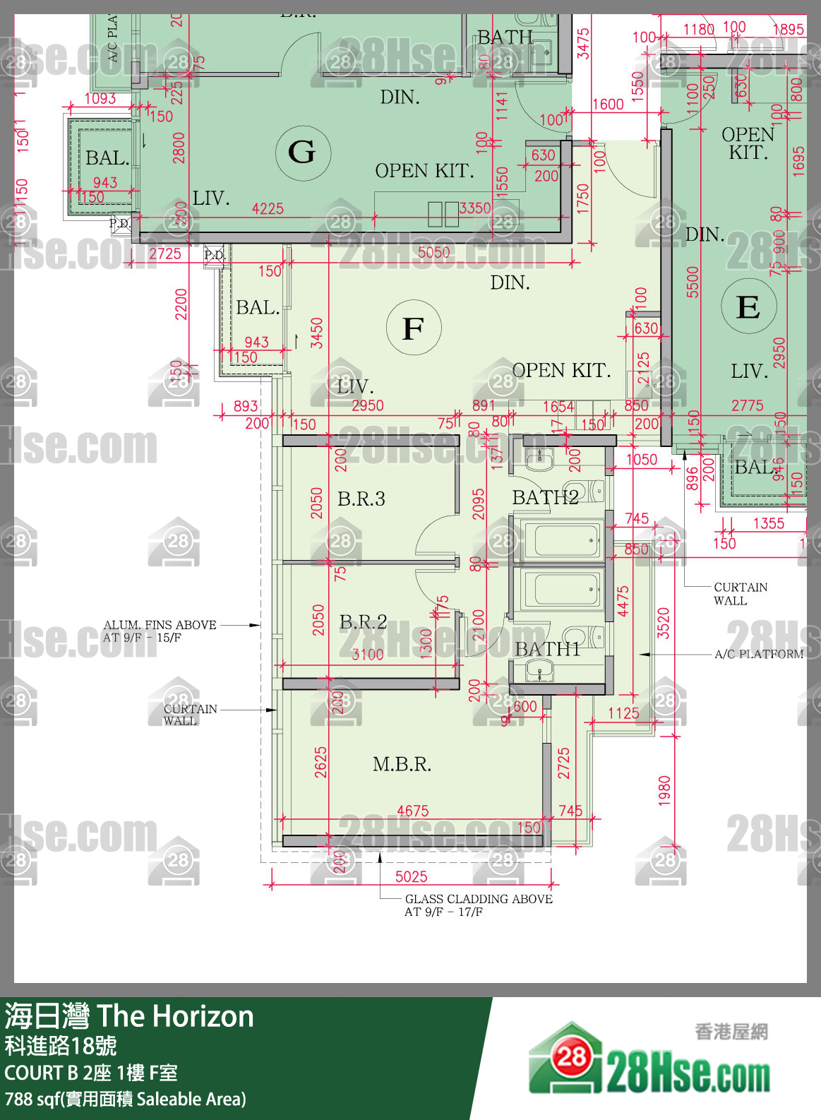 海日灣 大廈 COURT B 2座 1樓 F室 平面圖