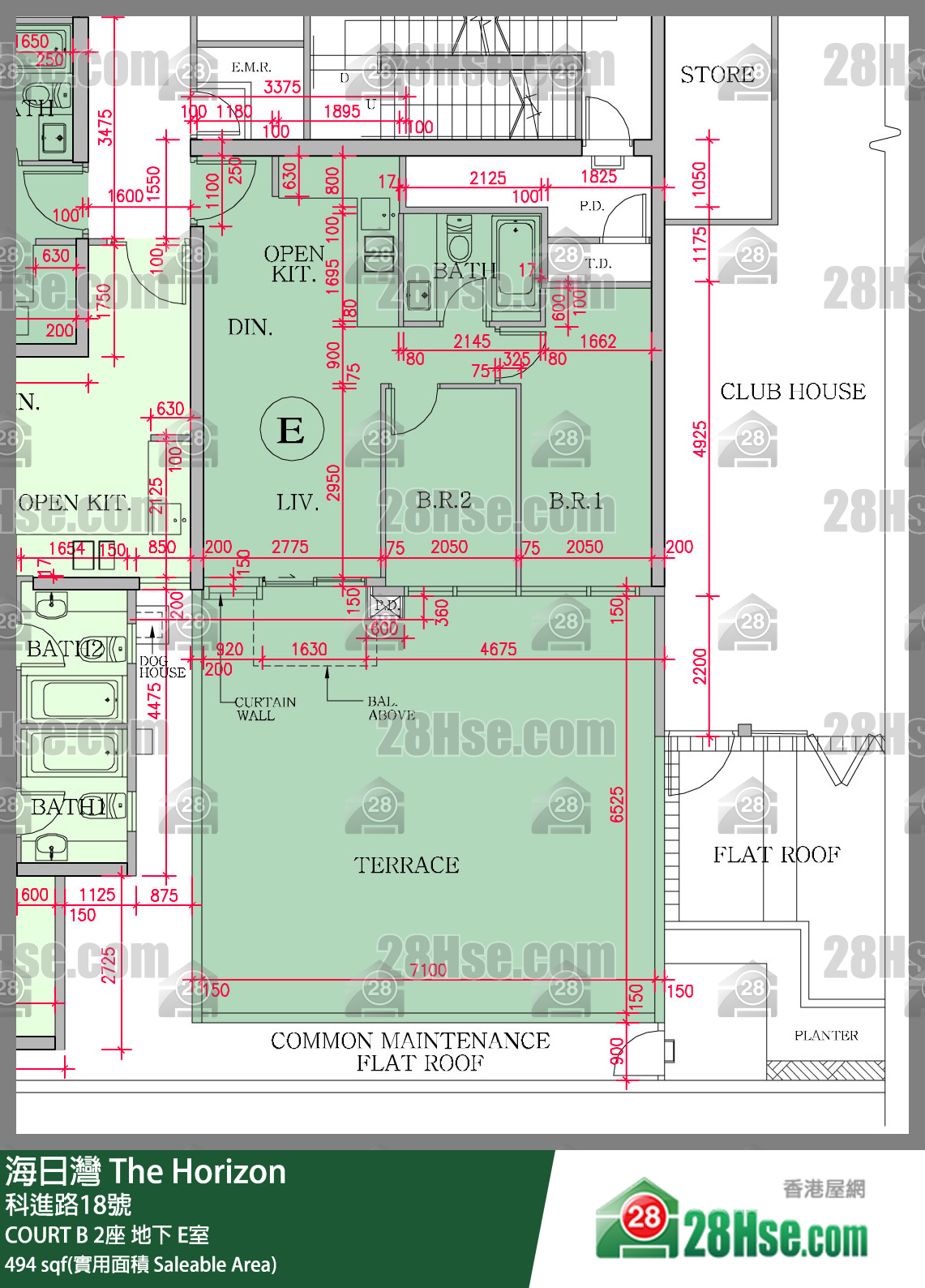 海日灣 大廈COURT B 2座地下 E室 平面圖
