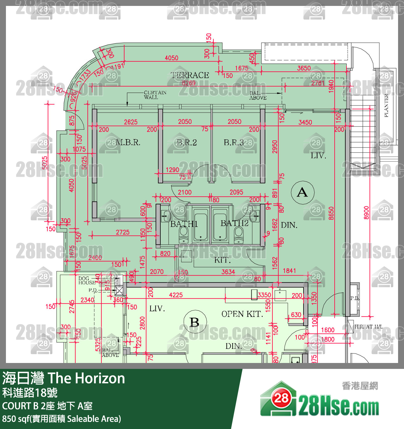 海日灣 大廈COURT B 2座地下 A室 平面圖