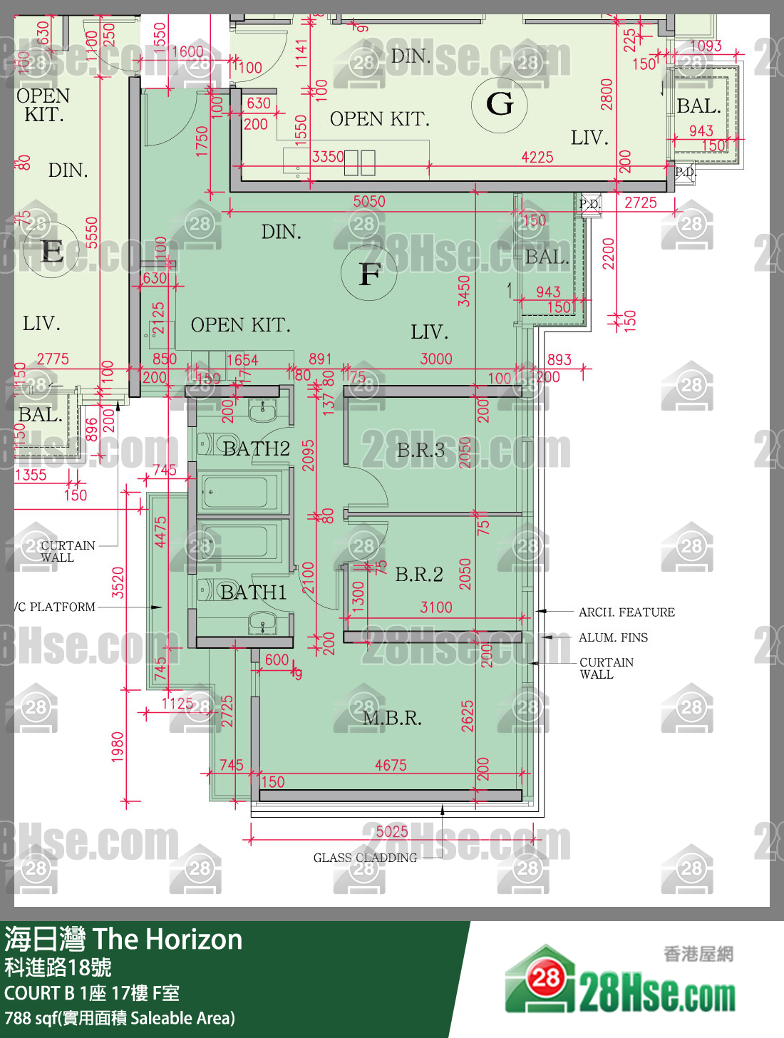 海日灣 大廈 COURT B 1座 17樓 F室 平面圖