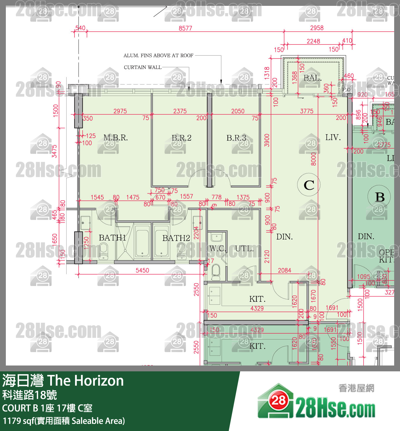 海日灣 大廈 COURT B 1座 17樓 C室 平面圖