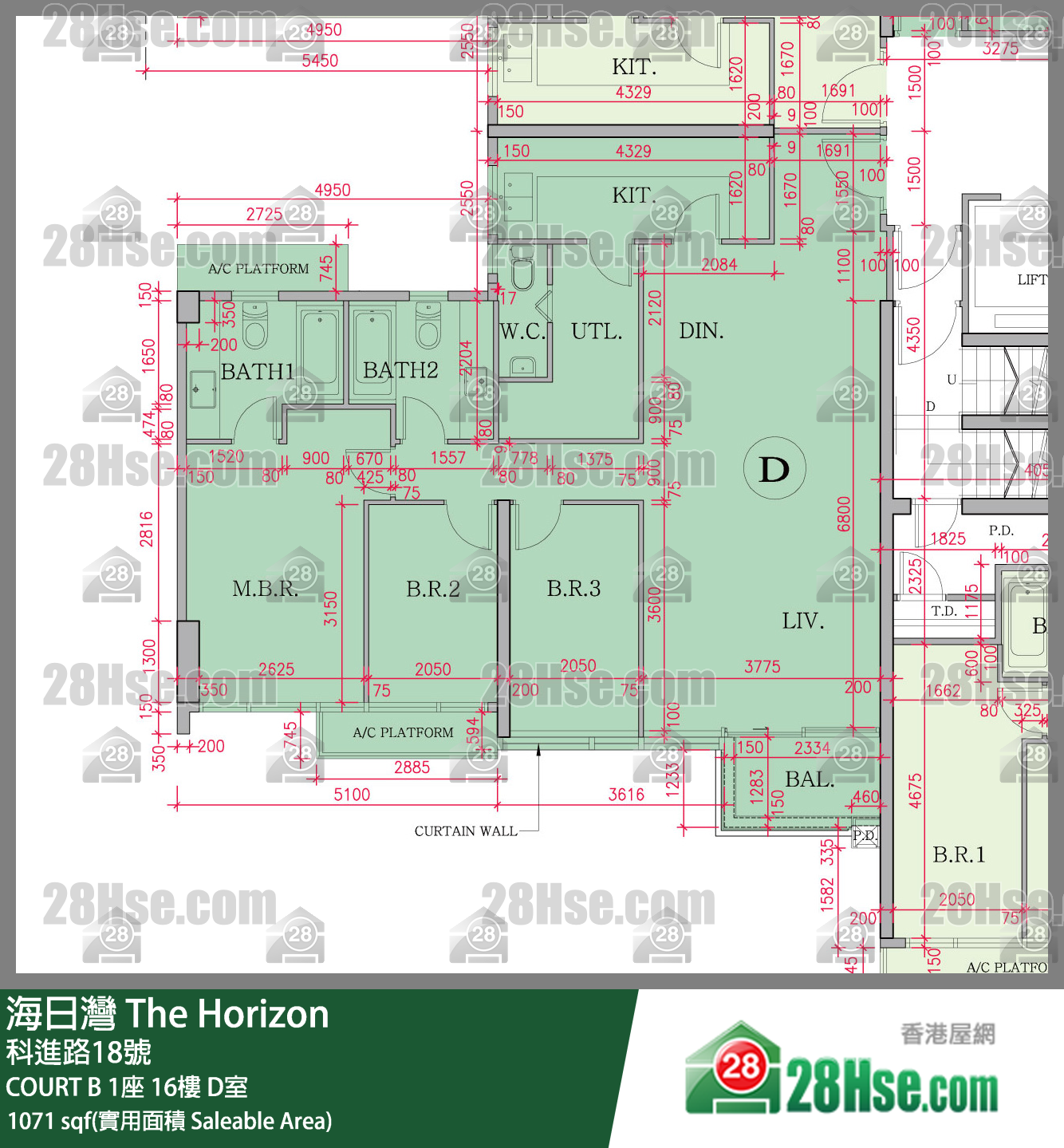 海日灣 大廈COURT B 1座16樓 D室 平面圖