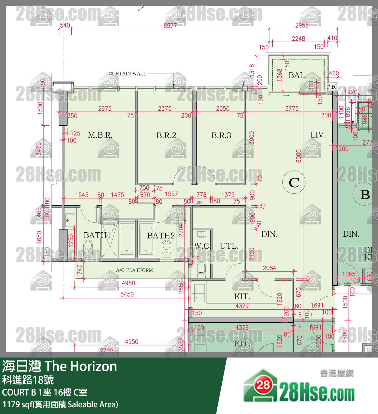 海日灣 大廈 COURT B 1座 16樓 C室 平面圖