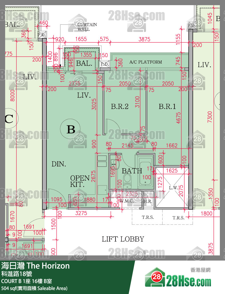 海日灣 大廈COURT B 1座16樓 B室 平面圖