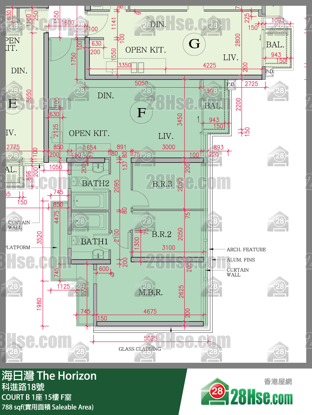 海日湾 大厦 COURT B 1座 15楼 F室 平面图