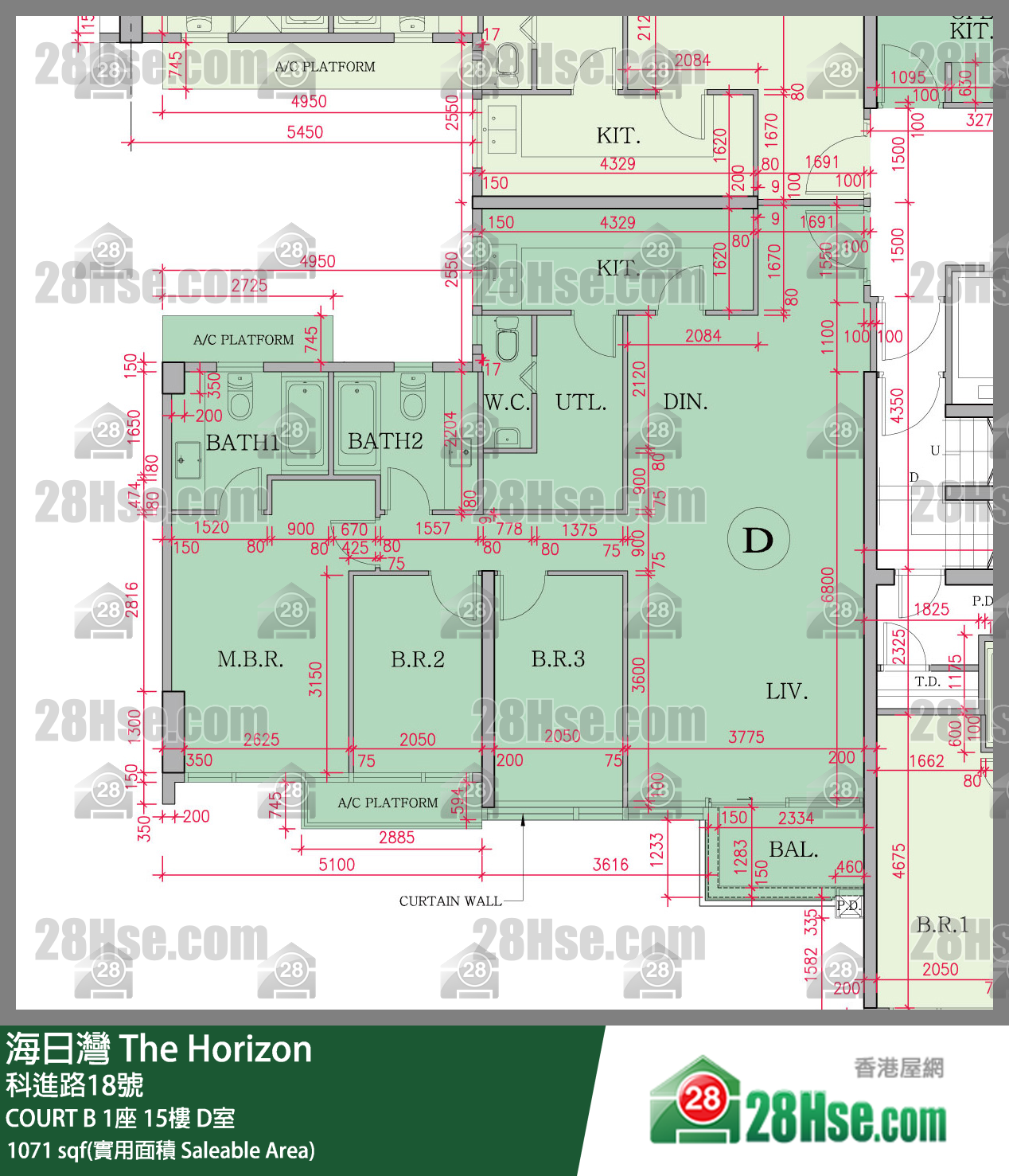 海日灣 大廈COURT B 1座15樓 D室 平面圖