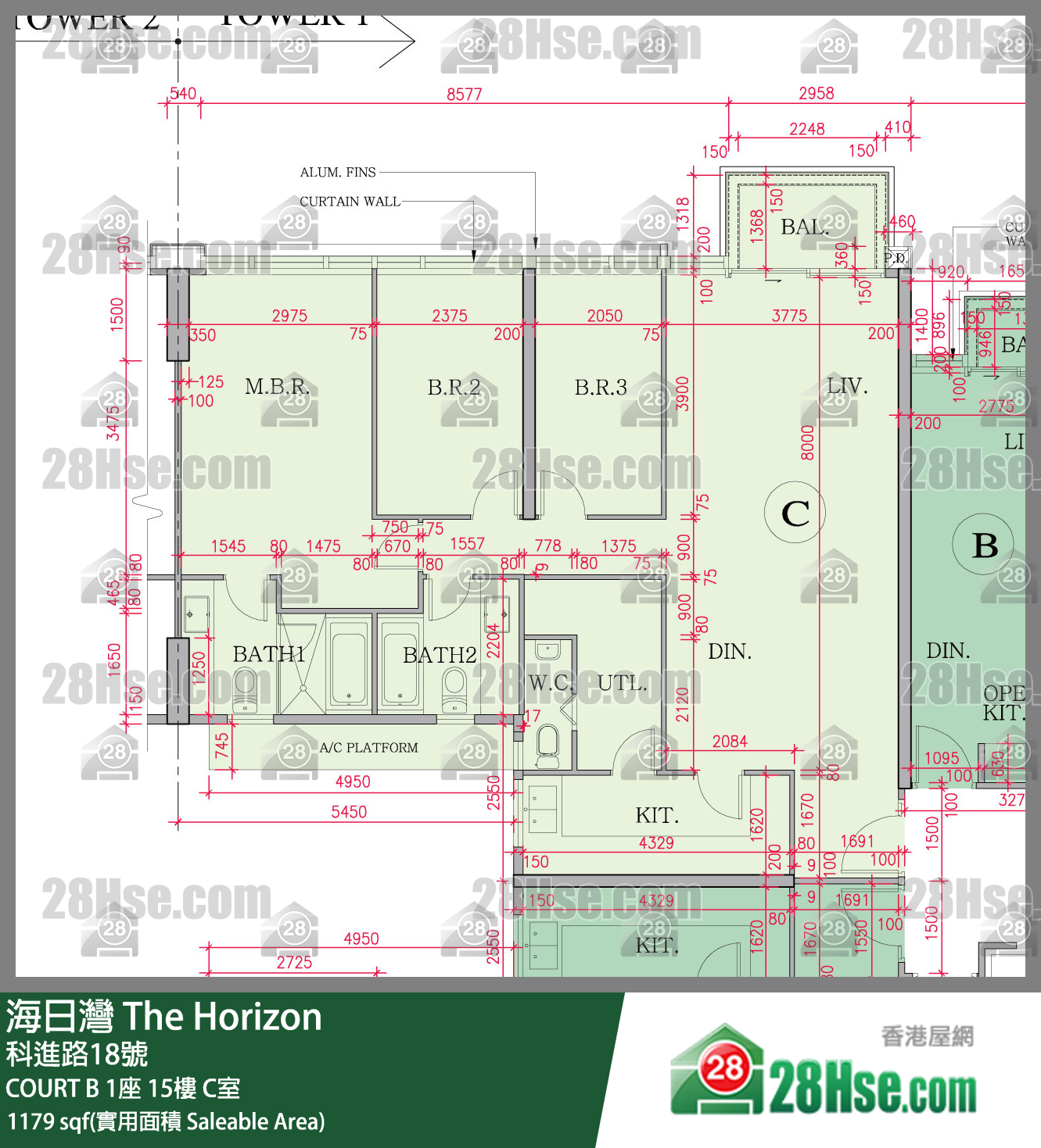 海日灣 大廈COURT B 1座15樓 C室 平面圖