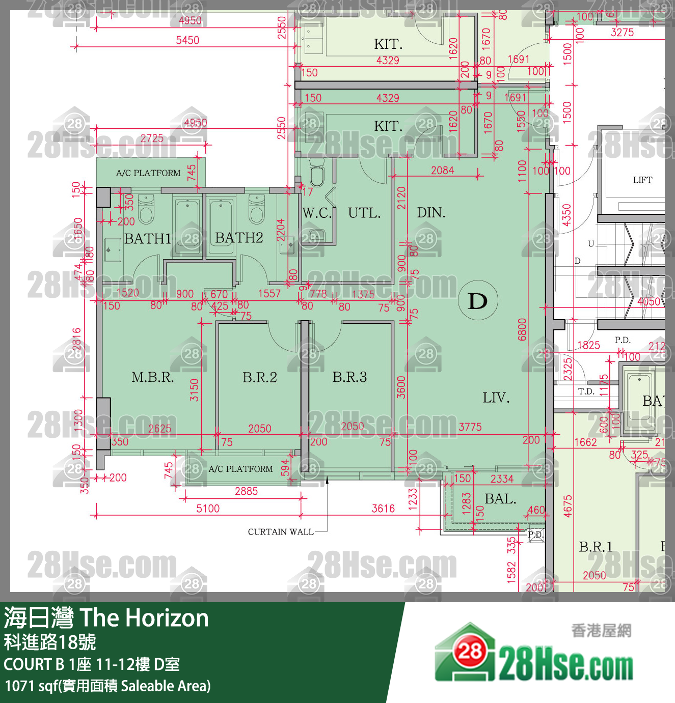 海日灣 大廈COURT B 1座12樓 D室 平面圖