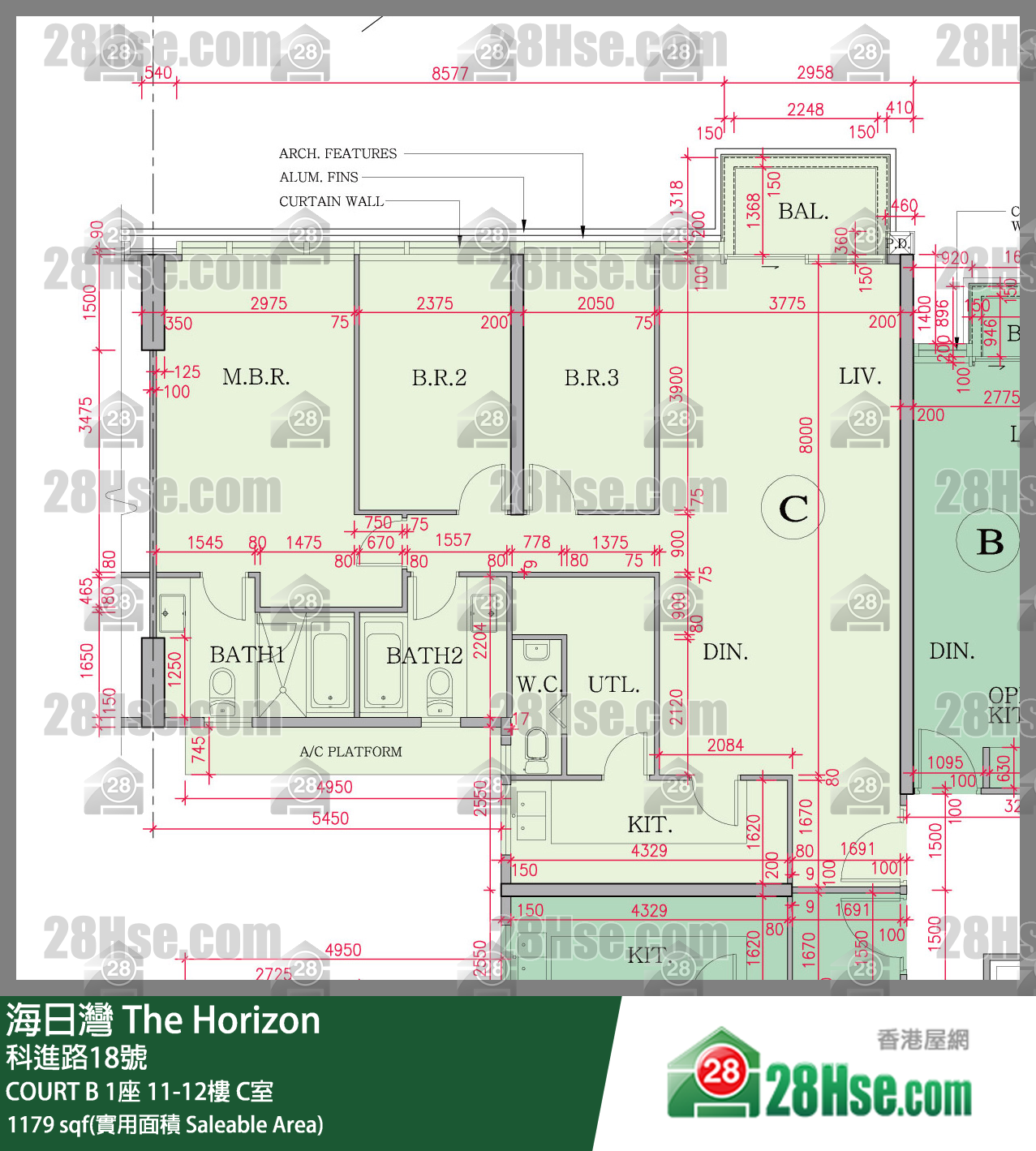 海日灣 大廈 COURT B 1座 11樓 C室 平面圖
