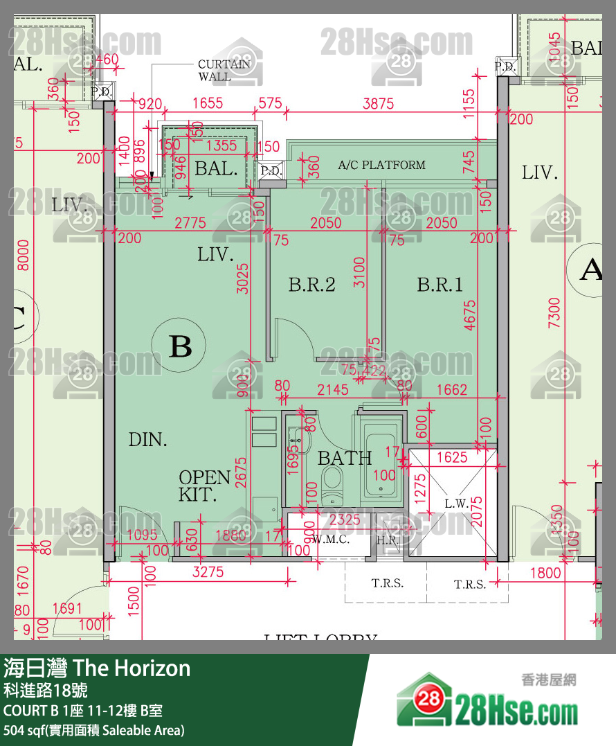 海日灣 大廈COURT B 1座12樓 B室 平面圖