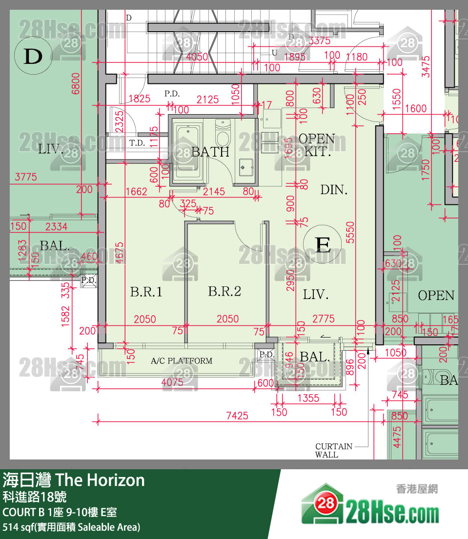 海日灣 大廈COURT B 1座9樓 E室 平面圖