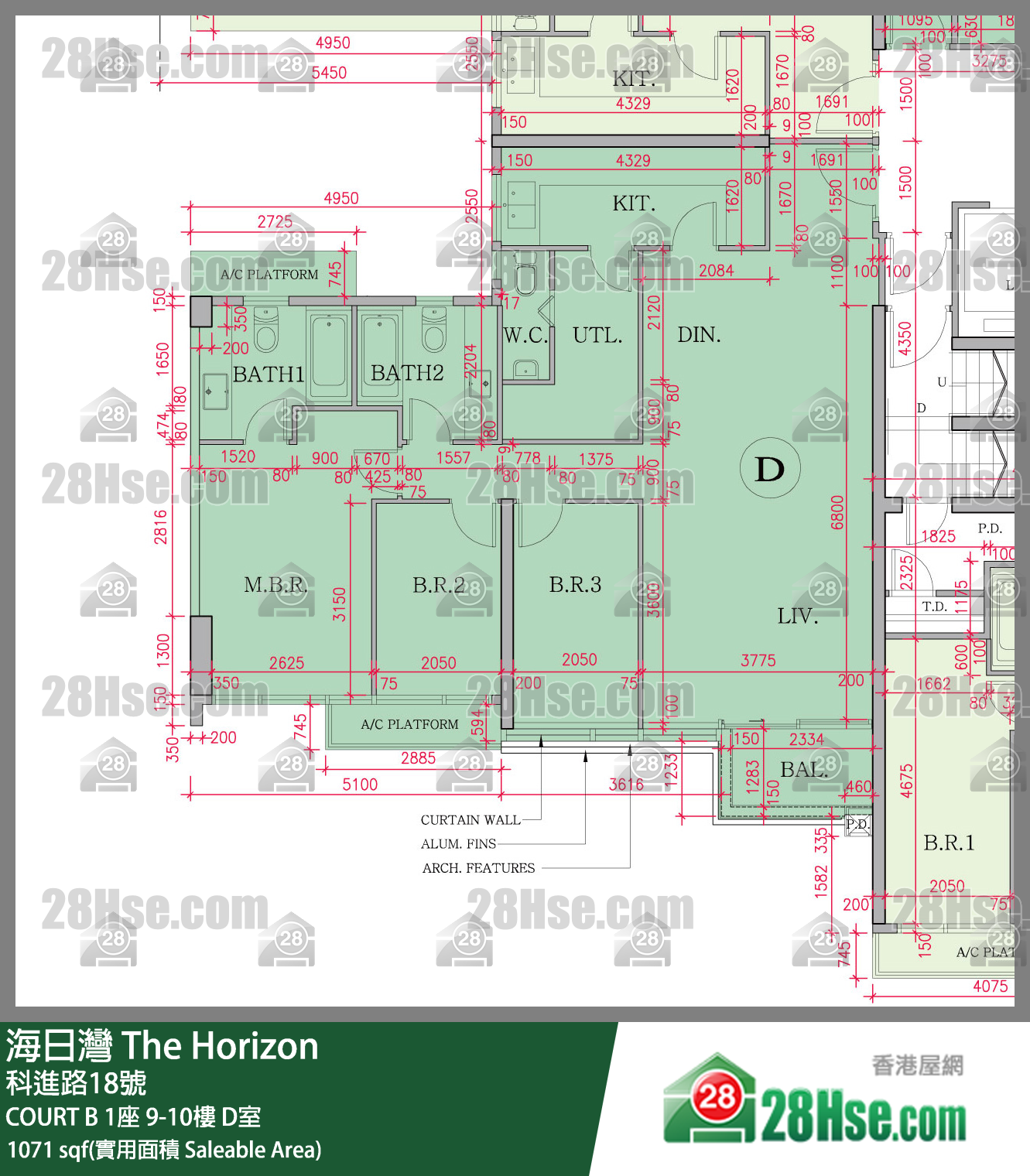 海日灣 大廈 COURT B 1座 10樓 D室 平面圖
