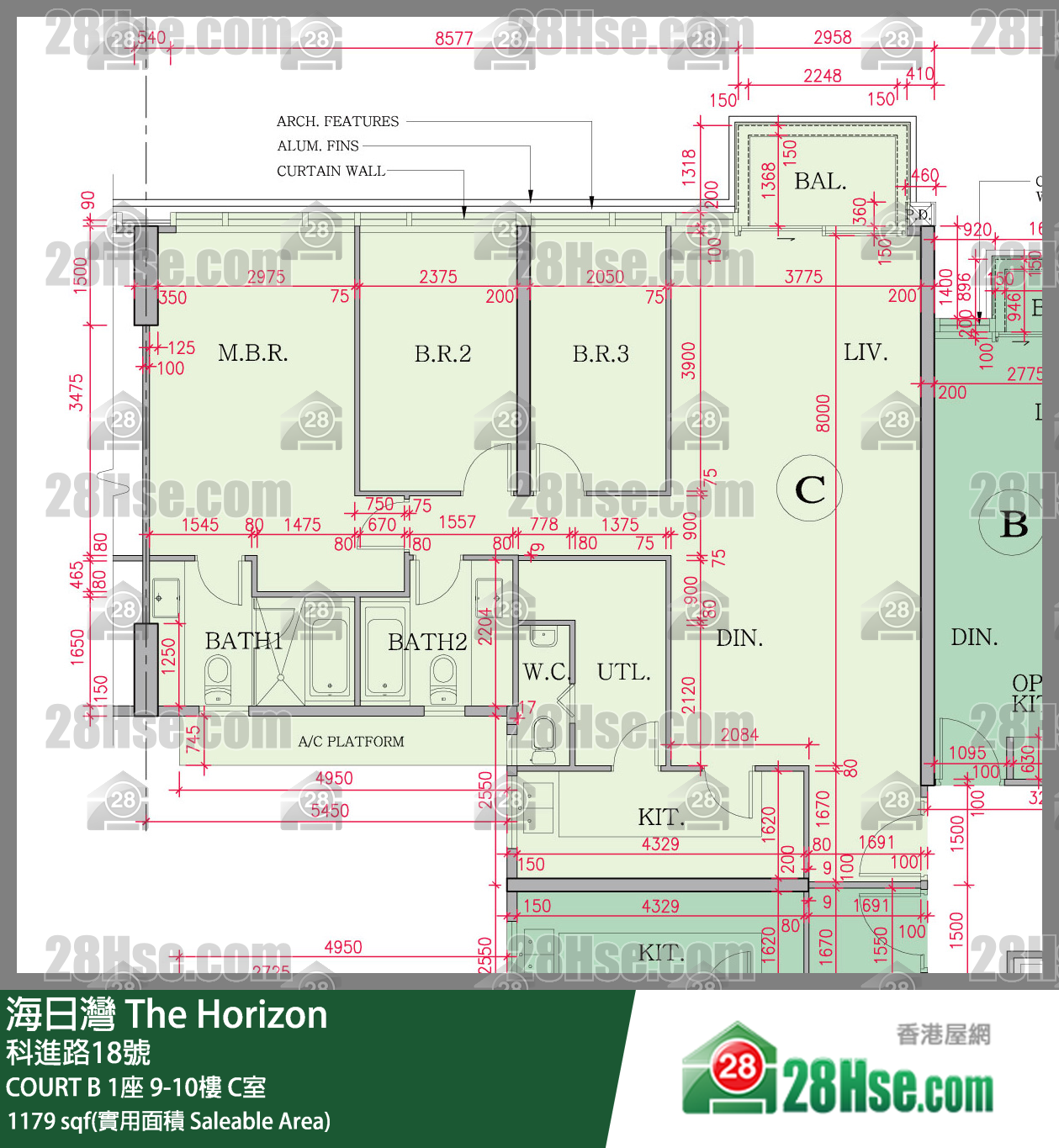 海日灣 大廈 COURT B 1座 10樓 C室 平面圖