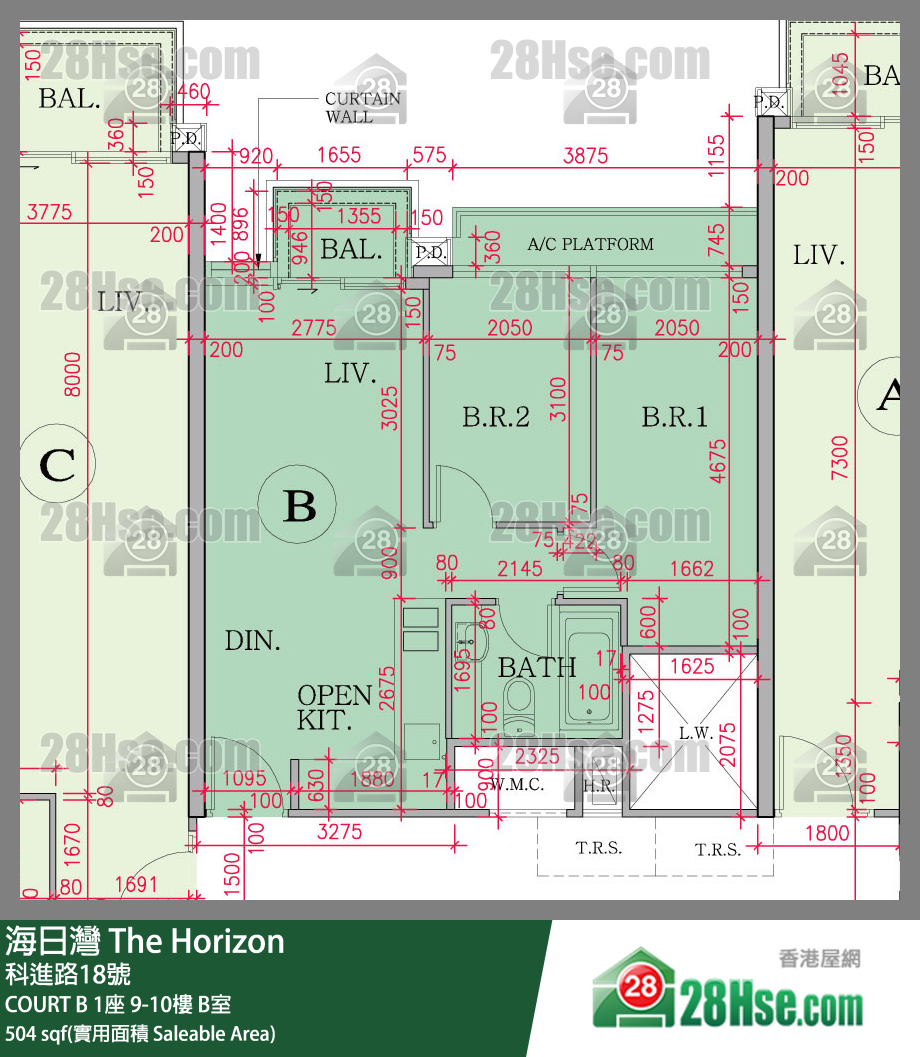 海日灣 大廈COURT B 1座10樓 B室 平面圖