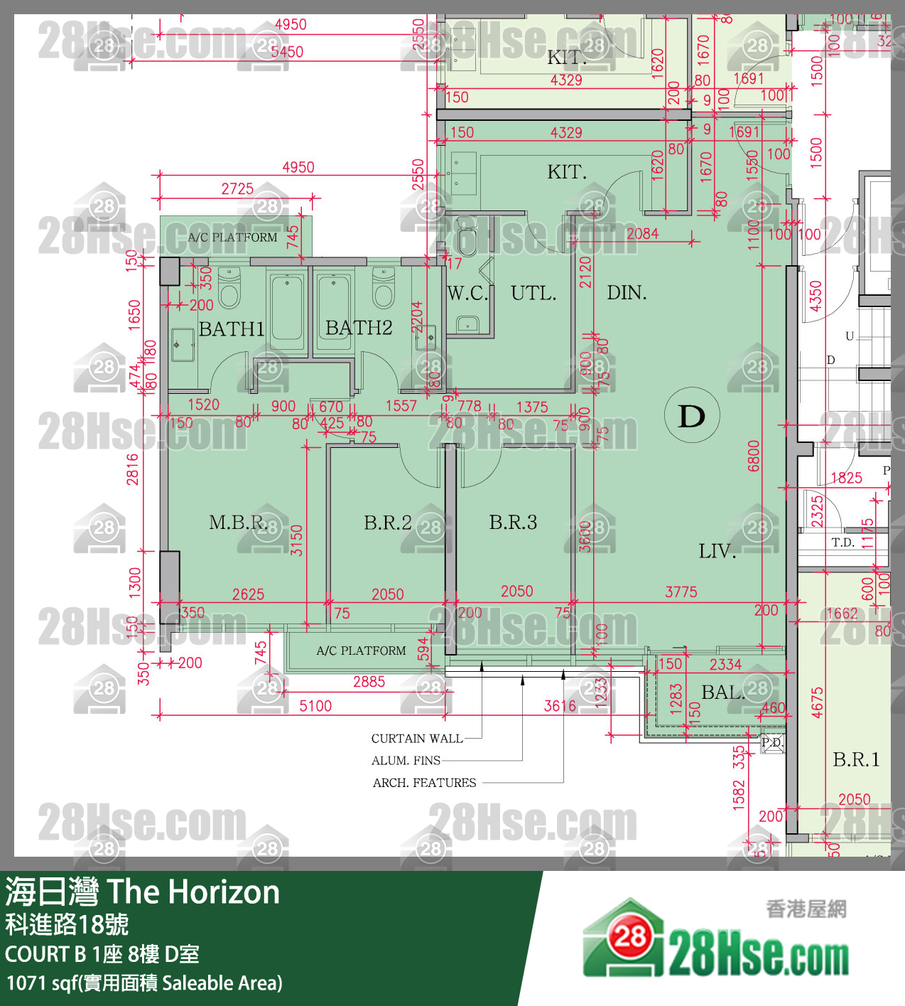 海日灣 大廈COURT B 1座8樓 D室 平面圖