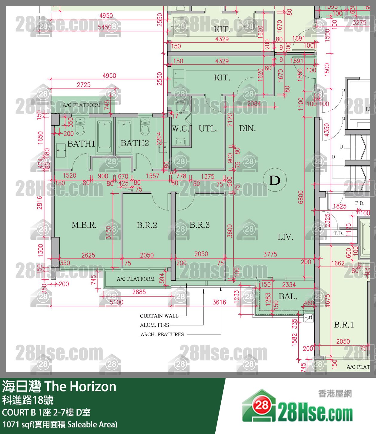海日灣 大廈 COURT B 1座 5樓 D室 平面圖