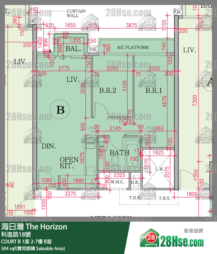 海日灣 大廈COURT B 1座5樓 B室 平面圖