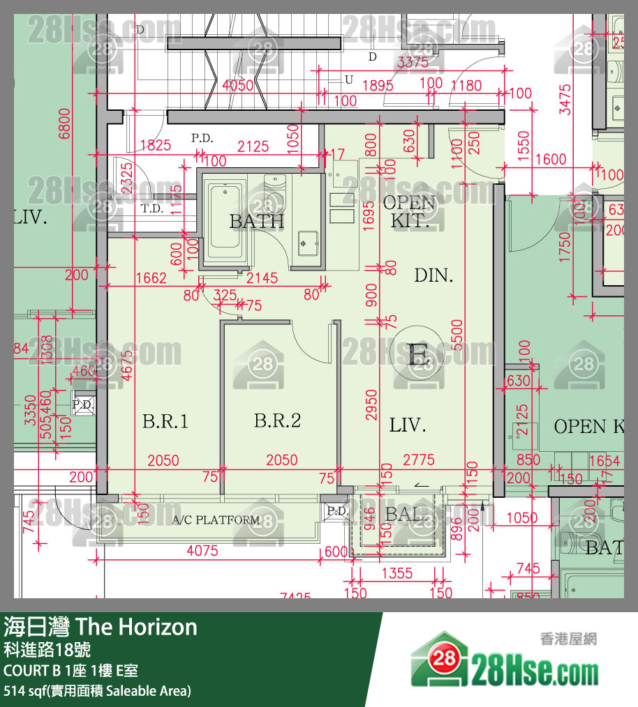 海日灣 大廈COURT B 1座1樓 E室 平面圖