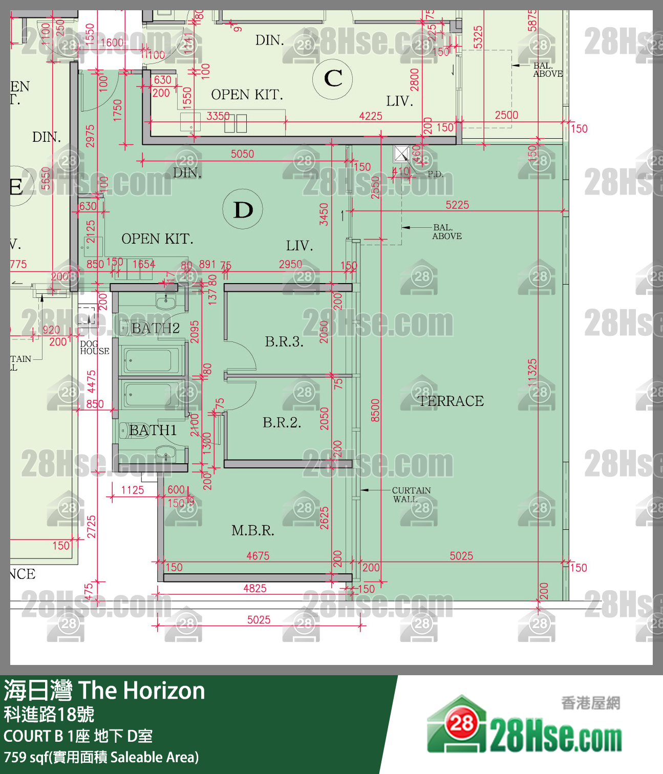海日灣 大廈COURT B 1座地下 D室 平面圖