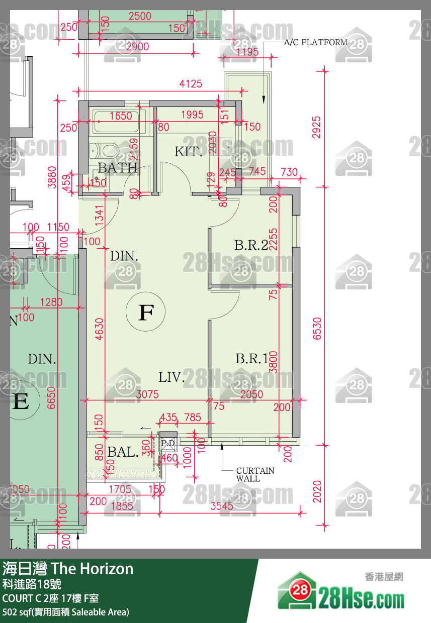 海日灣 大廈COURT C 2座17樓 F室 平面圖