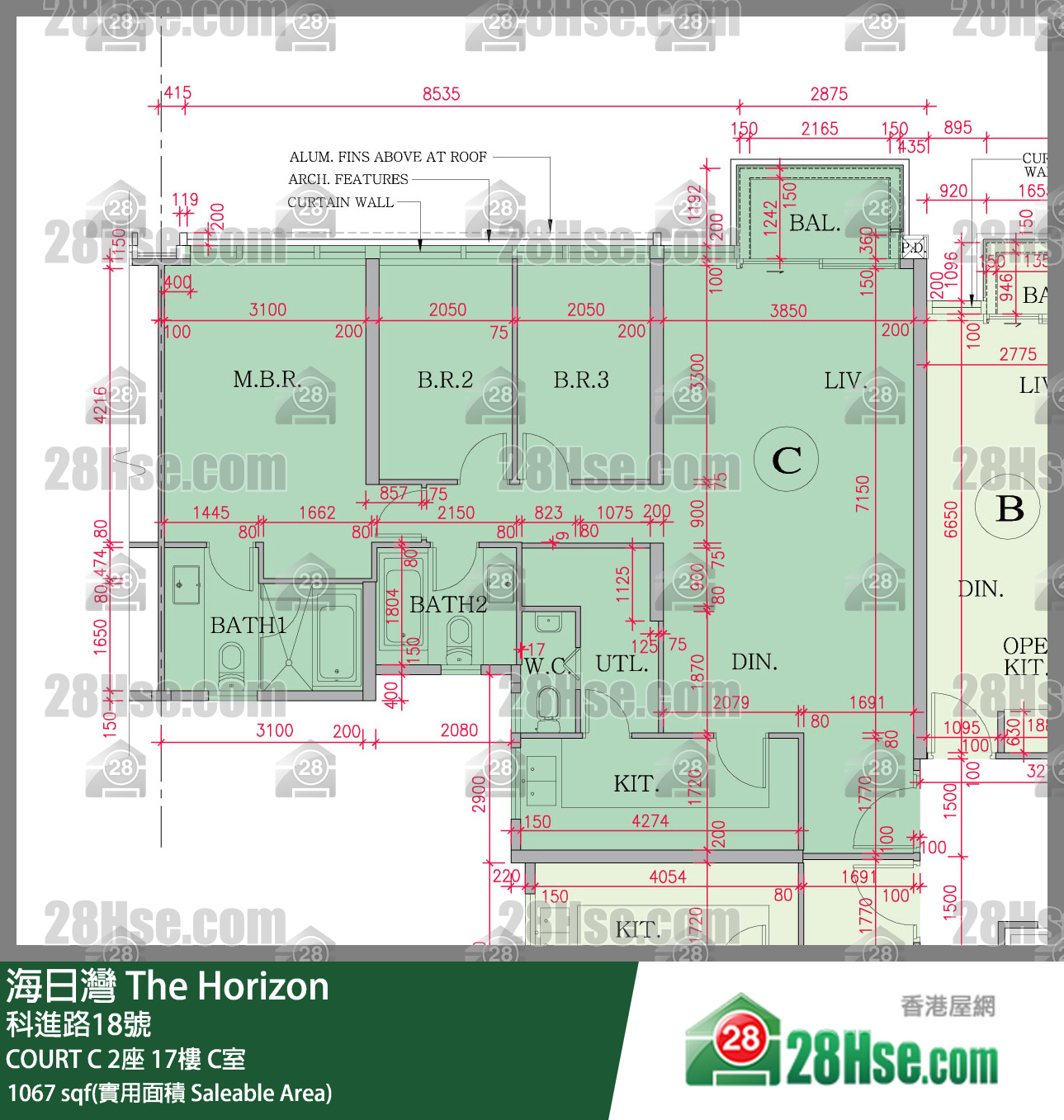 海日灣 大廈 COURT C 2座 17樓 C室 平面圖
