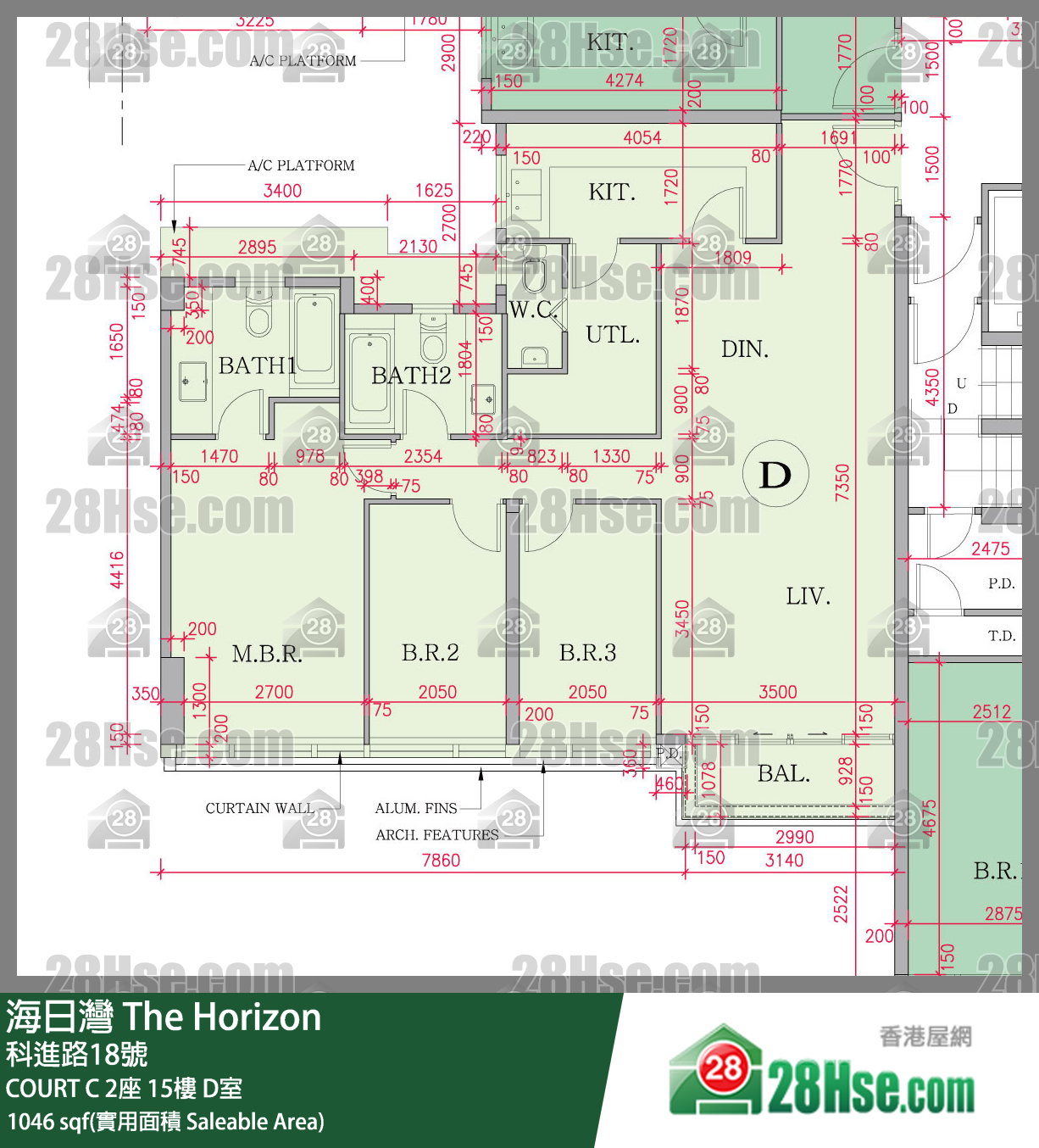 海日灣 大廈COURT C 2座15樓 D室 平面圖
