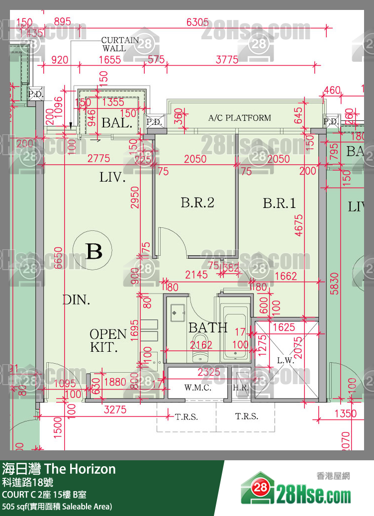海日灣 大廈COURT C 2座15樓 B室 平面圖