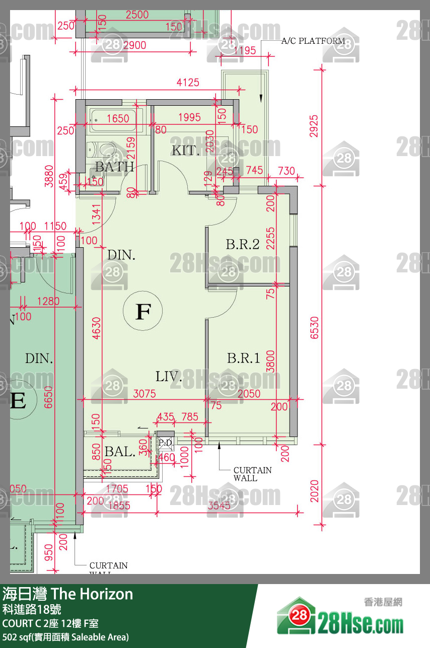 海日灣 大廈COURT C 2座12樓 F室 平面圖