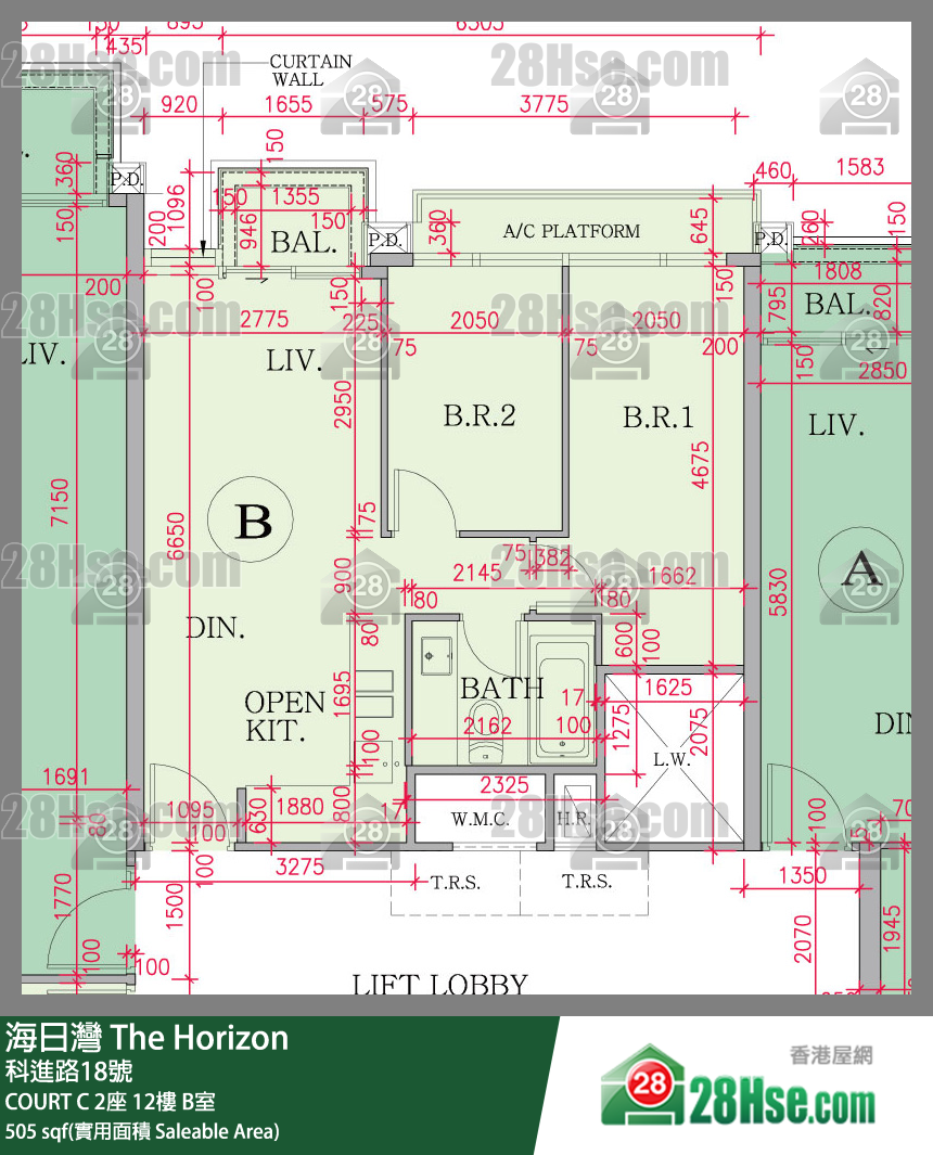 海日灣 大廈COURT C 2座12樓 B室 平面圖