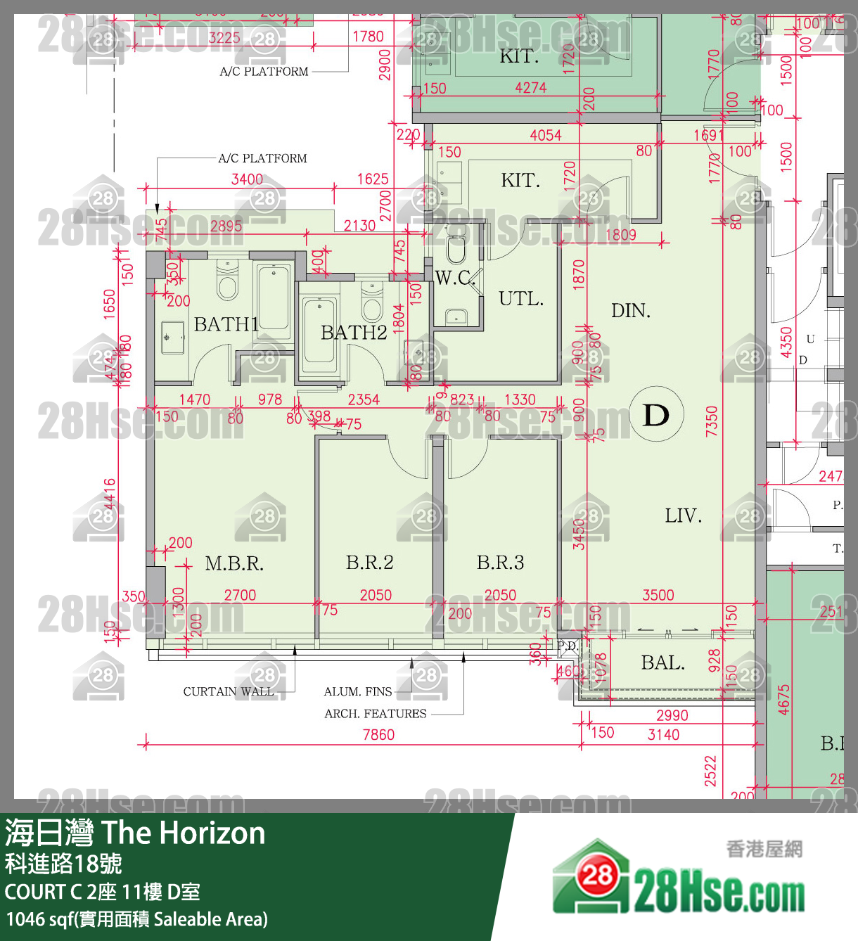 海日灣 大廈COURT C 2座11樓 D室 平面圖