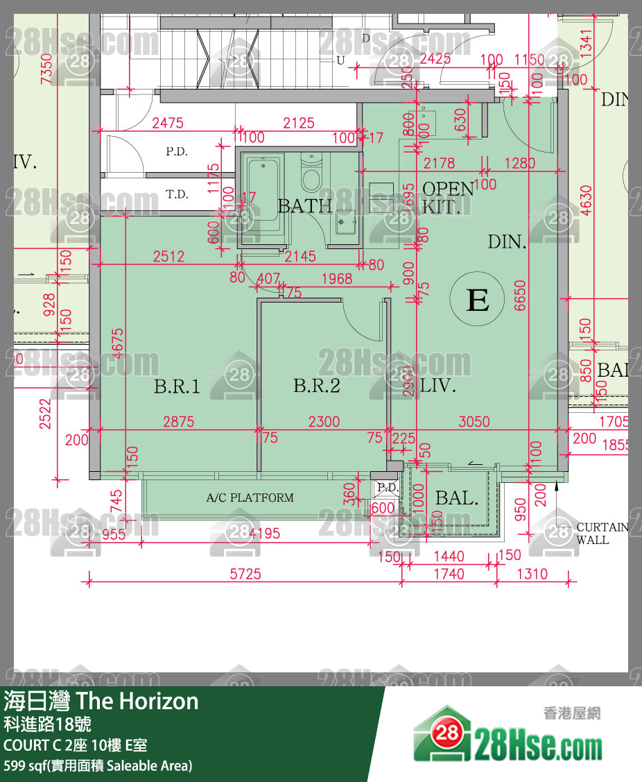 海日灣 大廈 COURT C 2座 10樓 E室 平面圖
