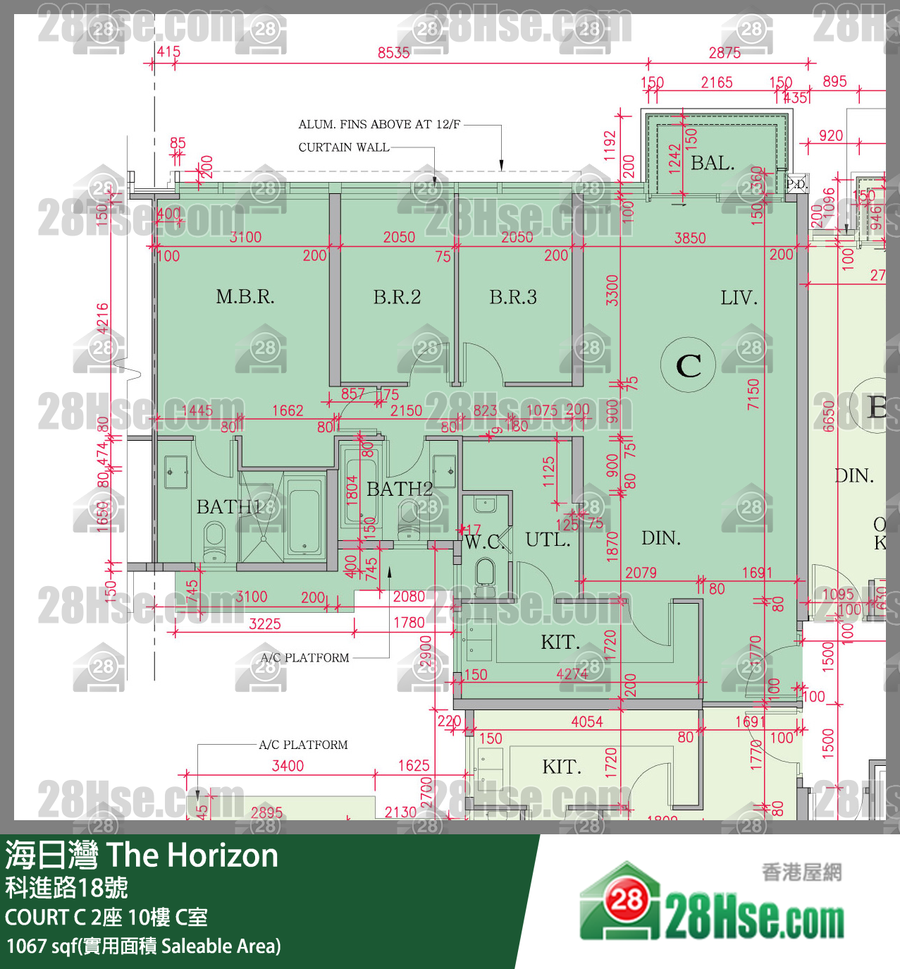 海日灣 大廈 COURT C 2座 10樓 C室 平面圖