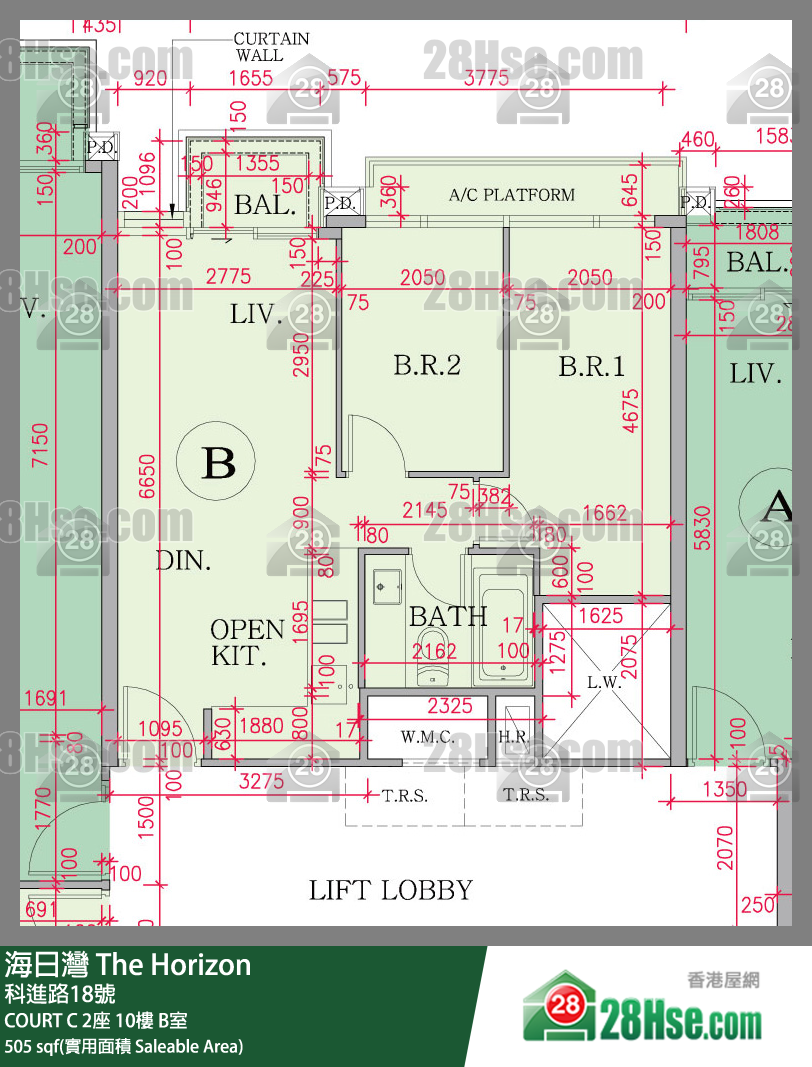海日灣 大廈COURT C 2座10樓 B室 平面圖