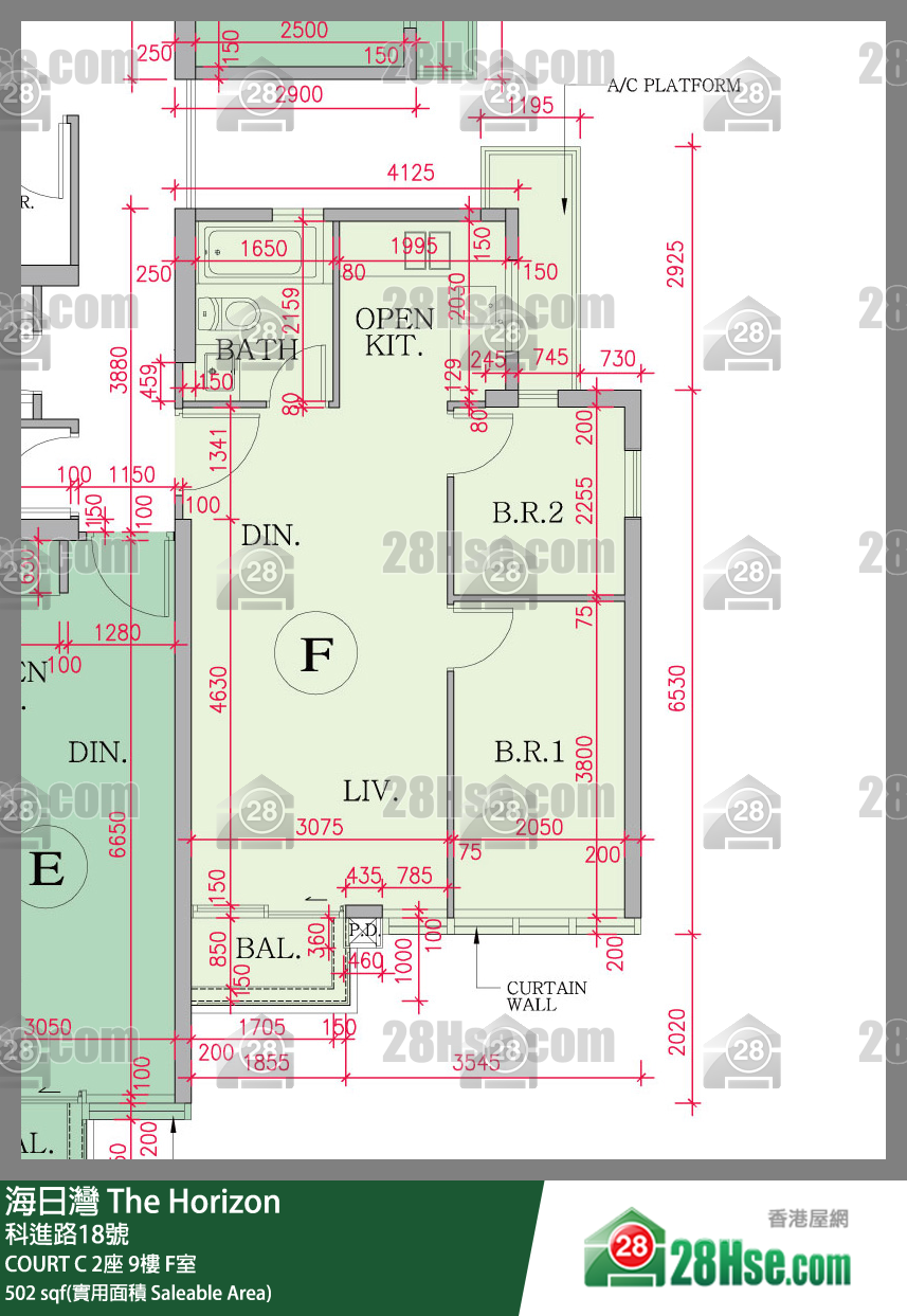 海日灣 大廈COURT C 2座9樓 F室 平面圖