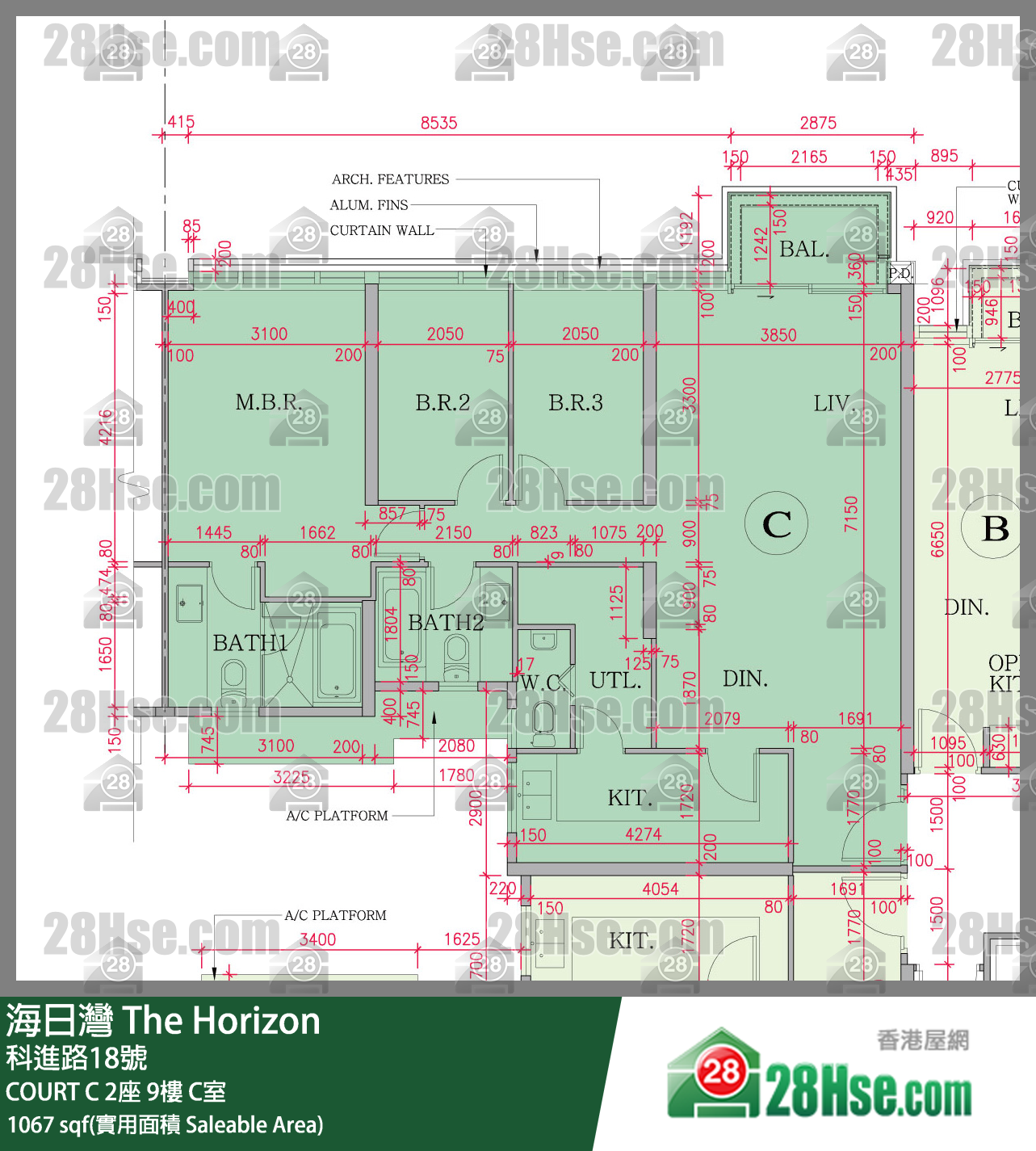 海日灣 大廈 COURT C 2座 9樓 C室 平面圖