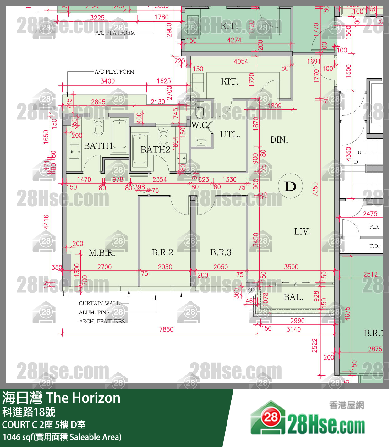 海日灣 大廈 COURT C 2座 5樓 D室 平面圖