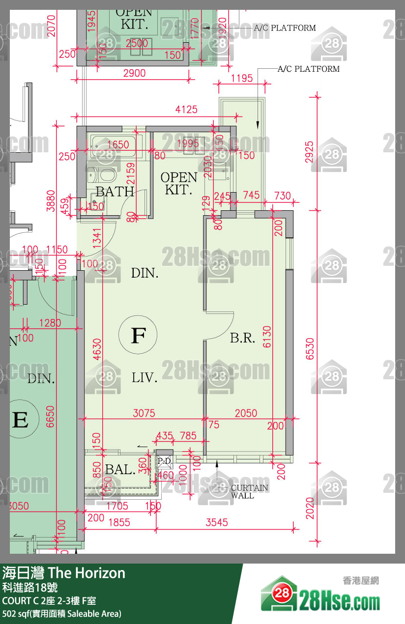 海日灣 大廈COURT C 2座3樓 F室 平面圖