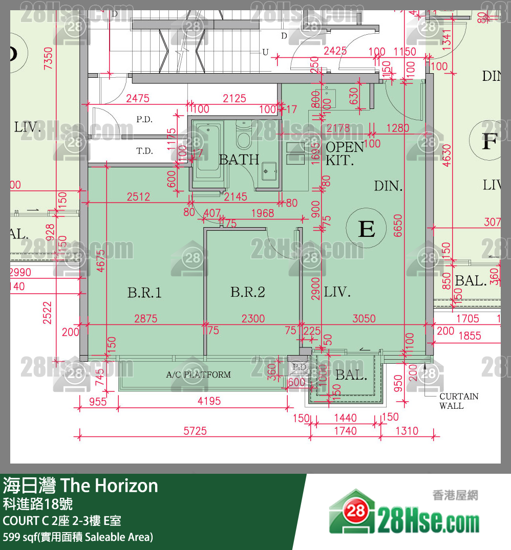 海日灣 大廈COURT C 2座3樓 E室 平面圖